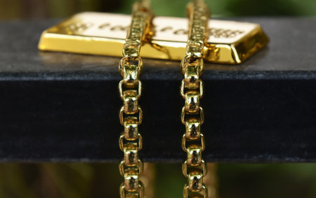 Production of jewelry from gold barsの写真素材