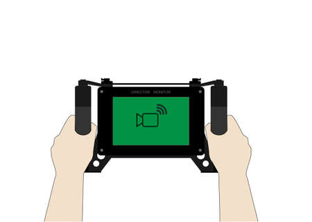 Director Monitor Handheld. Wireless Monitor for video and Film Production. Monitor Device for Video camera or mirrorless-DSLR.のイラスト素材