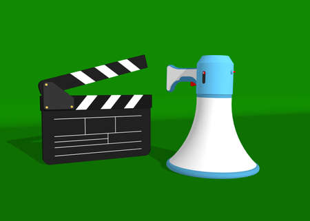 slate Film for director and Studio production. 3D clapper-slate with inscriptions.の写真素材