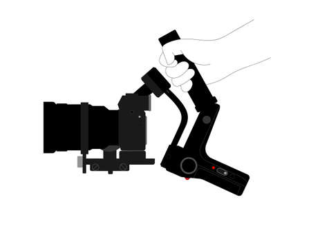 DSLR camera on 3-axis Gimbal with handheld by cameramanのイラスト素材