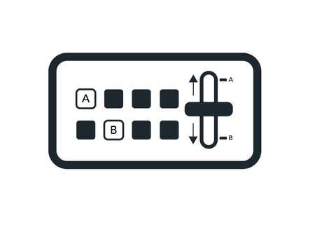 Switcher transition vector. video switcher and Fader Transition FX for multi camera Production. Fader Arm Level (T-Arm). Flip Transition.のイラスト素材