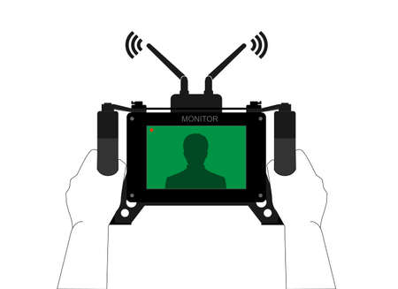 Director Monitor Handheld. Wireless Monitor for video and Film Production. Monitor Device for Video camera or mirrorless-DSLR.のイラスト素材