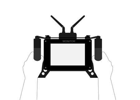 Director Monitor Handheld. Wireless Monitor for video and Film Production. Monitor Device for Video camera or mirrorless-DSLR.のイラスト素材