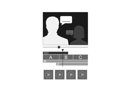 Mobile phone video editing application screen. Application video editing display on Smartphone.のイラスト素材