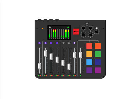 Audio Mixer for Live Streaming and Studio Production. Audio Mixer Panel.のイラスト素材