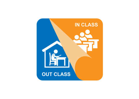 Flipped Learning icon . Out of class-In classのイラスト素材