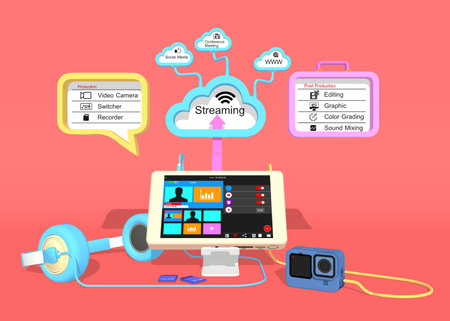 Video Production workflow and Live streaming Conceptual.の写真素材
