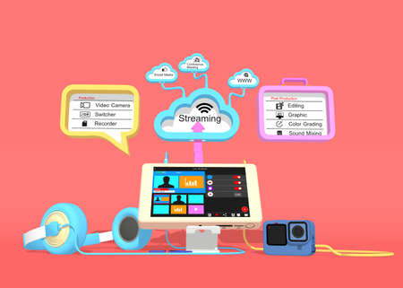 Video Production workflow and Live streaming Conceptual.の写真素材