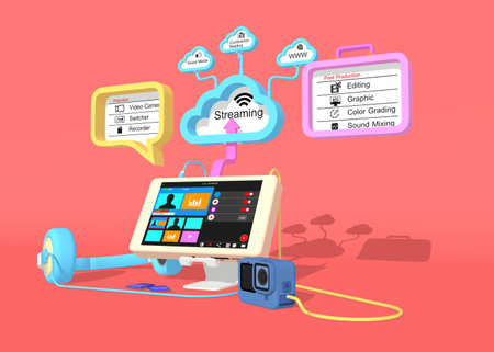 Video Production workflow and Live streaming Conceptual.の写真素材