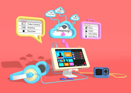 Video Production workflow and Live streaming Conceptual.の写真素材