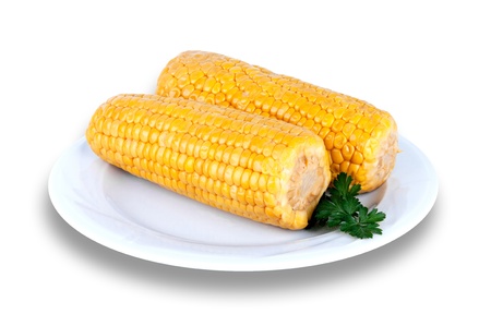 Closeup of fresh corn  on white background