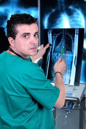 Young doctor check x-rayの写真素材