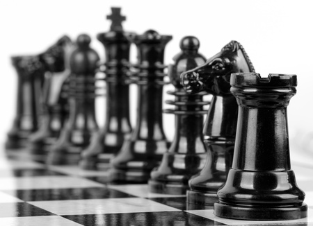 chess pieces on board selective focuasの写真素材