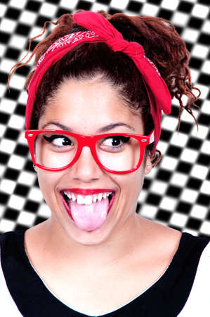 Portrait of funny girl grimacing 