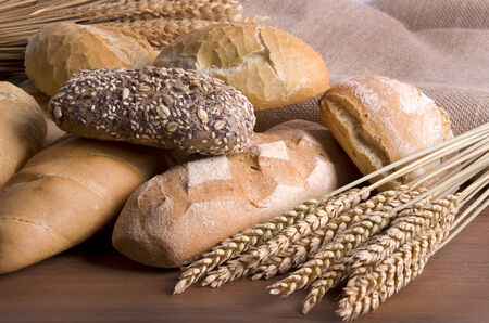 different breads and ears of wheat