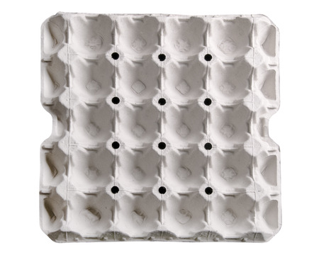 Paper tray for egg isolated on white background.の写真素材