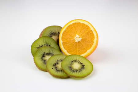 Orange and kiwi slicesの写真素材