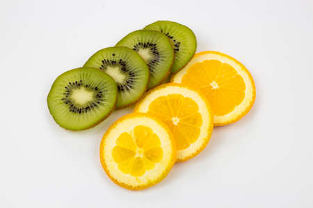 Orange and kiwi slicesの写真素材