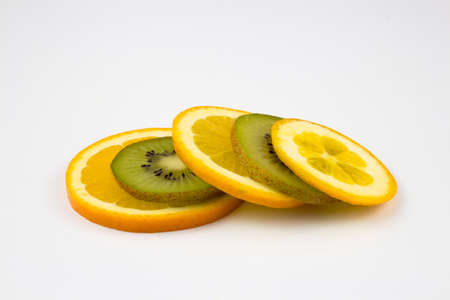 Orange and kiwi slicesの写真素材
