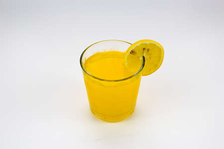 orange juice with lemon sliceの写真素材