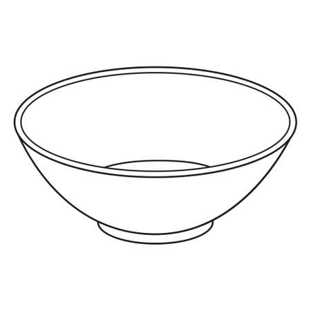 bowl line vector illustration,isolated on white background for education,top viewのイラスト素材