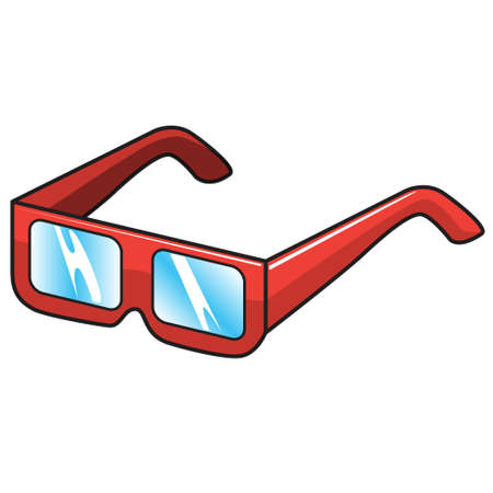 red glasses vector illustration,isolated on white background for education,top viewのイラスト素材