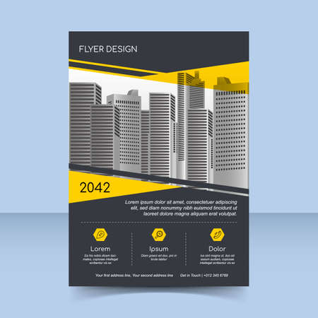 yellow snappy corporate flyer template designのイラスト素材