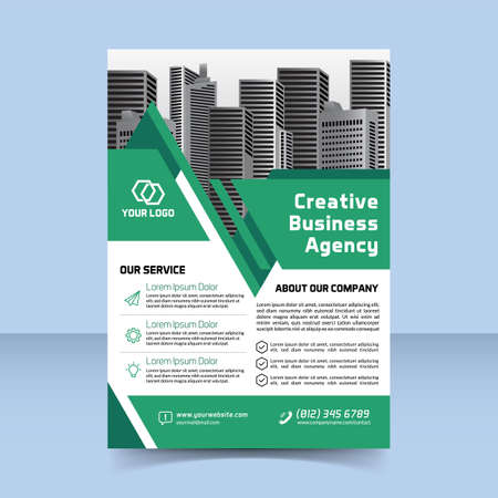 green statistic creative business agency flyer design templatesのイラスト素材