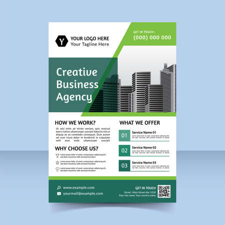 modern green creative business agency flyer design templateのイラスト素材