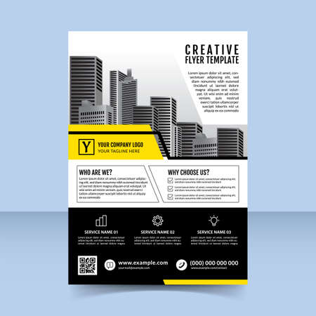 professional creative flyer template design black yellowのイラスト素材