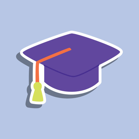 Graduation cap stickers icon, icons for school suppliesのイラスト素材