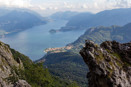 Lake Como Panoramic View from Rocky Mountain Summit Viewpoint