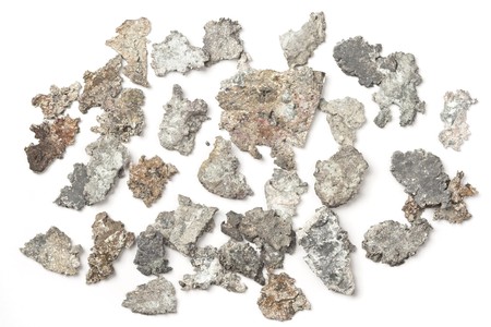 Small silver nuggets close-up.の写真素材