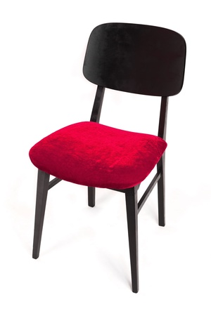 Modern red and black chair isolated on white.の写真素材