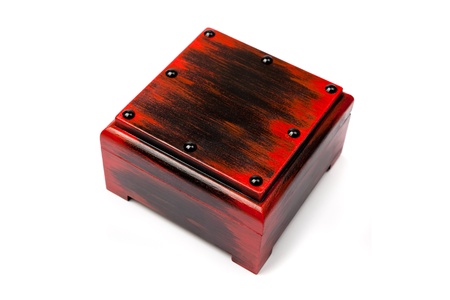 Handmade black and red wooden box, isolated on white.の写真素材