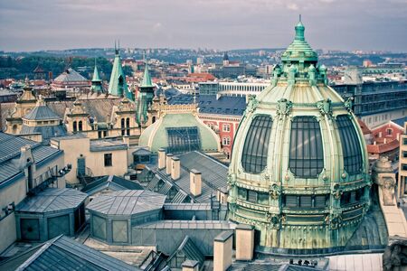 Beautiful view of Prague, Czech Republic, old European city. The big dome is Smetana Hall, great concert hall.のeditorial素材