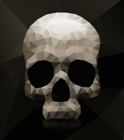 Dark geometric human skull in triangular style.のイラスト素材