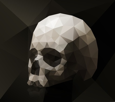 Dark geometric human skull in triangular style.のイラスト素材