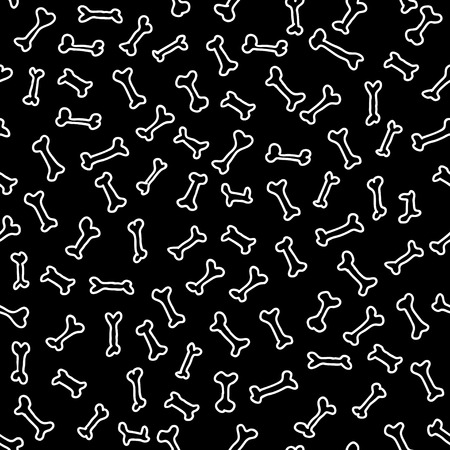 Black and white funny hand drawn bones seamless pattern.のイラスト素材