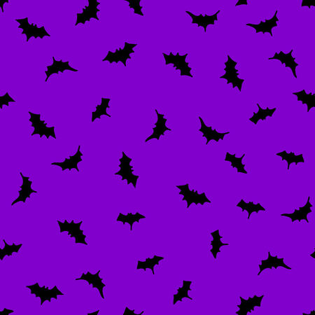 Black Halloween bats over purple seamless pattern.の写真素材