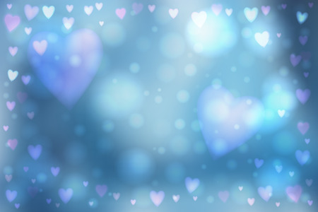 Abstract smooth blur blue background with heart-shaped lights over it.のイラスト素材