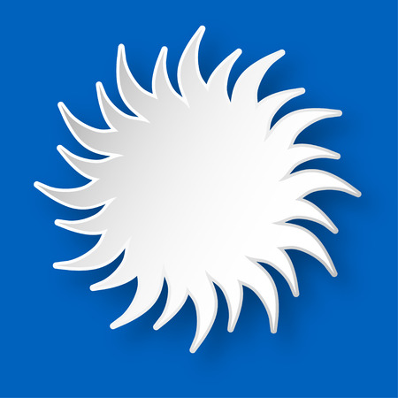 Paper shining sun on the blue sky, dropped shadow.のイラスト素材