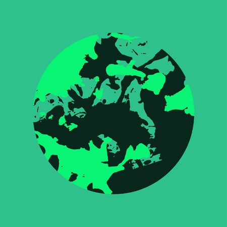 Green and black artistic paint splashes in a circle.のイラスト素材