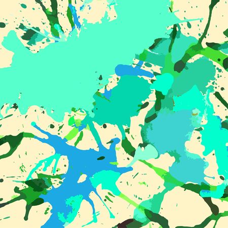 Bright colorful green artistic paint splashes, square format.のイラスト素材