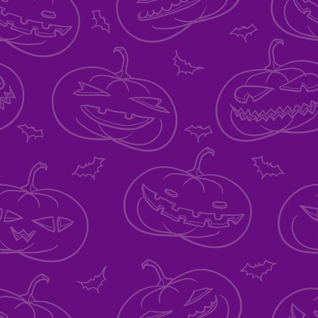 Misc Halloween pumpkins purple seamless pattern.のイラスト素材