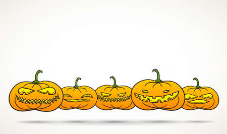 Set of Halloween pumpkins isolated on white with room for your text.のイラスト素材
