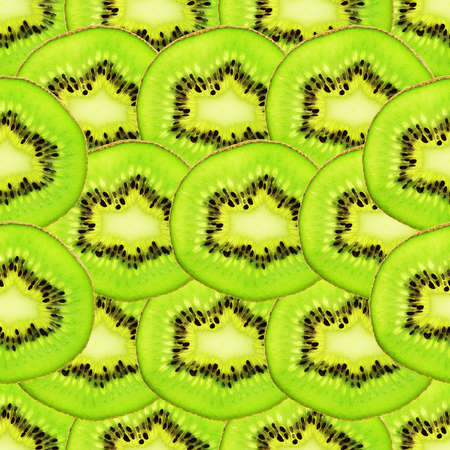 Tiled kiwi slices seamless background. Fresh kiwi fruit seamless pattern.