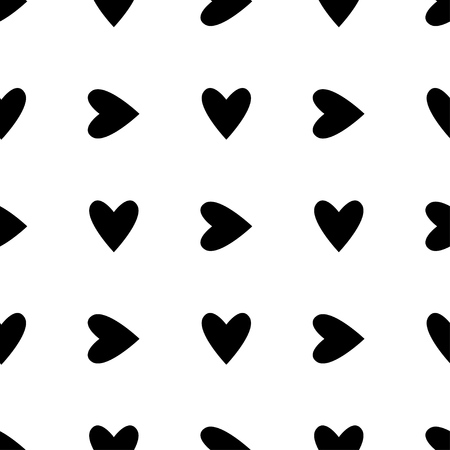 Seamless hearts pattern in black and white. Valentine's day tile background. Romantic vector...