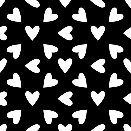 Seamless hearts pattern in black and white. Valentine's day tile background. Romantic vector pattern.のイラスト素材
