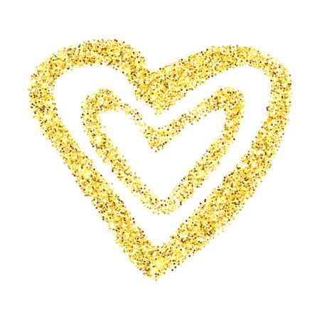 Gold glitter heart isolated over white background. Happy Valentines Day golden glamour design element.のイラスト素材